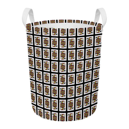 Jack Of Spades Pattern Print Round Laundry Basket
