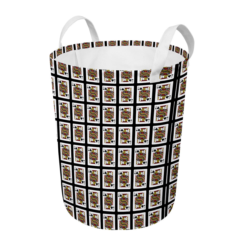 Jack Of Spades Pattern Print Round Laundry Basket