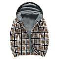 Jack Of Spades Pattern Print Sherpa Lined Zip Up Hoodie
