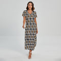 Jack Of Spades Pattern Print Short Sleeve Maxi Dress