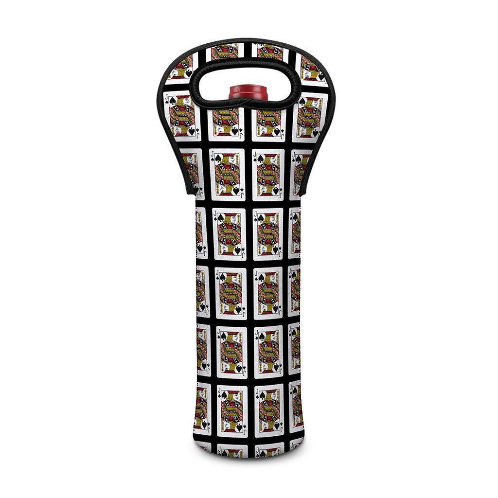 Jack Of Spades Pattern Print Single Neoprene Wine Tote