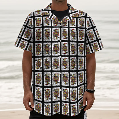 Jack Of Spades Pattern Print Textured Short Sleeve Shirt