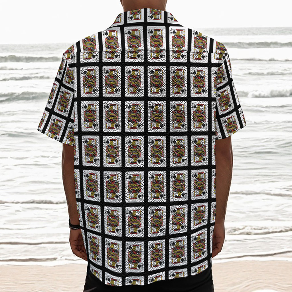 Jack Of Spades Pattern Print Textured Short Sleeve Shirt