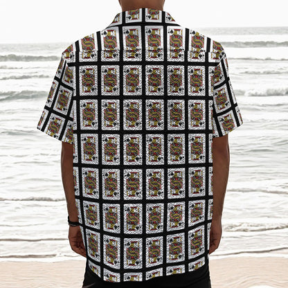 Jack Of Spades Pattern Print Textured Short Sleeve Shirt