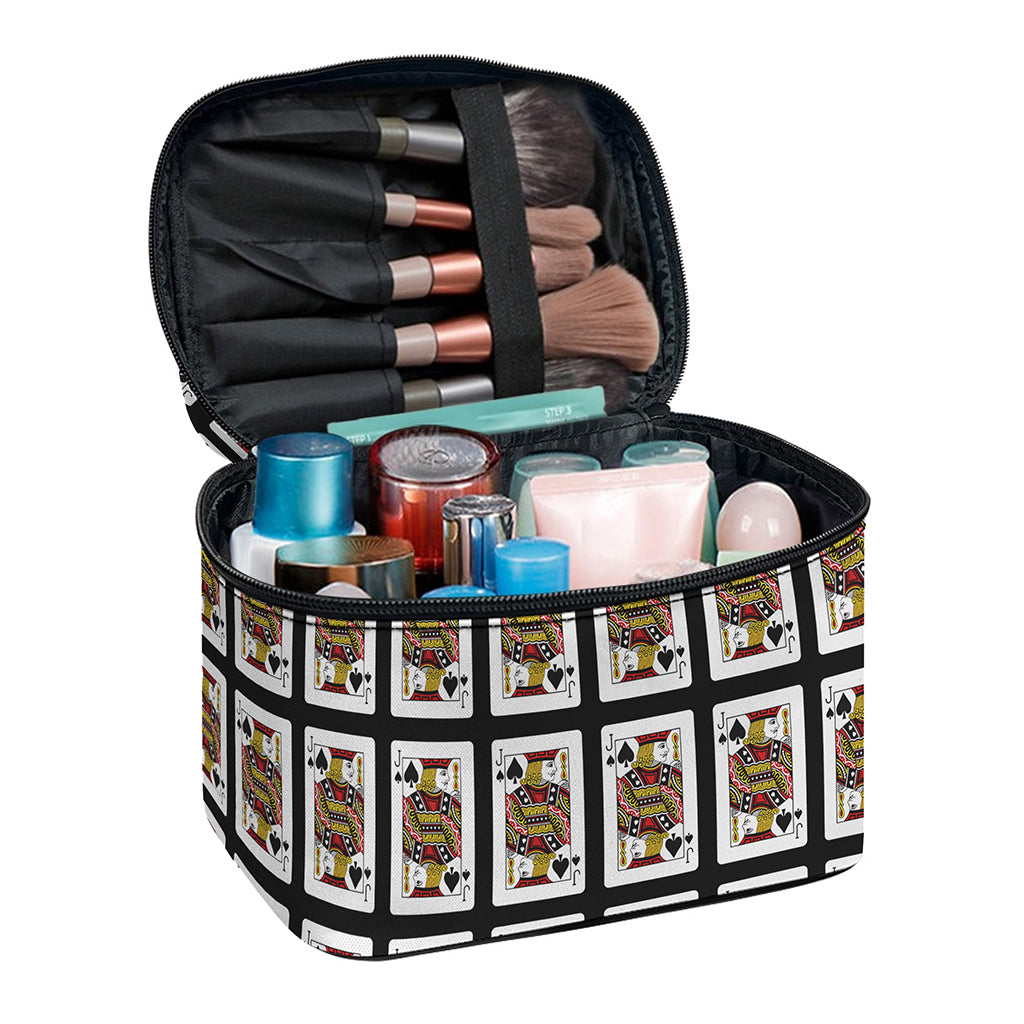 Jack Of Spades Pattern Print Travel Makeup Bag