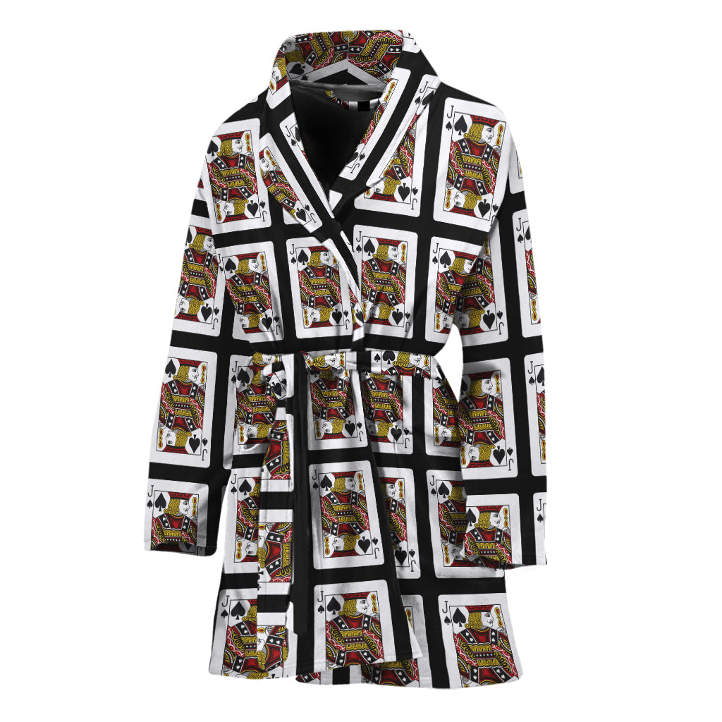 Jack Of Spades Pattern Print Women's Bathrobe