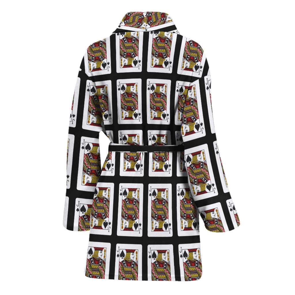 Jack Of Spades Pattern Print Women's Bathrobe