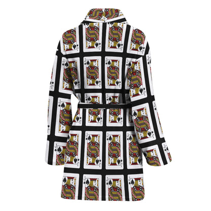 Jack Of Spades Pattern Print Women's Bathrobe