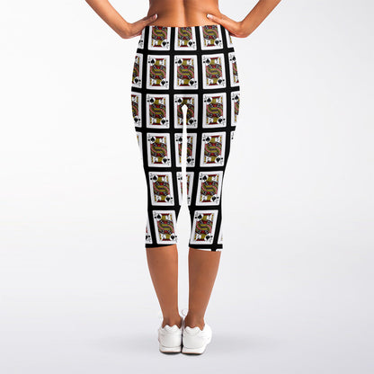 Jack Of Spades Pattern Print Women's Capri Leggings