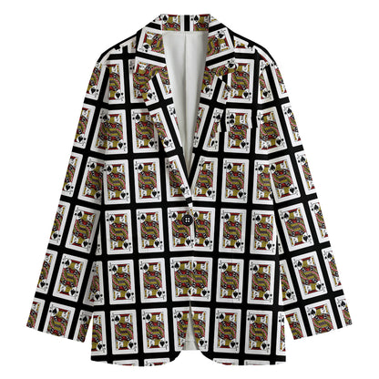 Jack Of Spades Pattern Print Women's Cotton Blazer