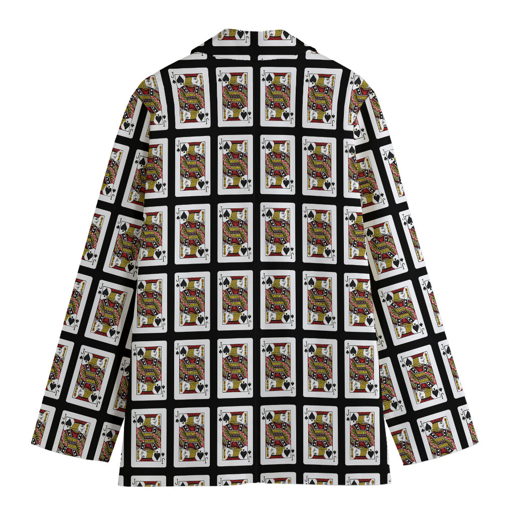 Jack Of Spades Pattern Print Women's Cotton Blazer