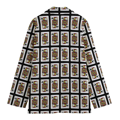 Jack Of Spades Pattern Print Women's Cotton Blazer