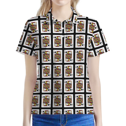 Jack Of Spades Pattern Print Women's Polo Shirt