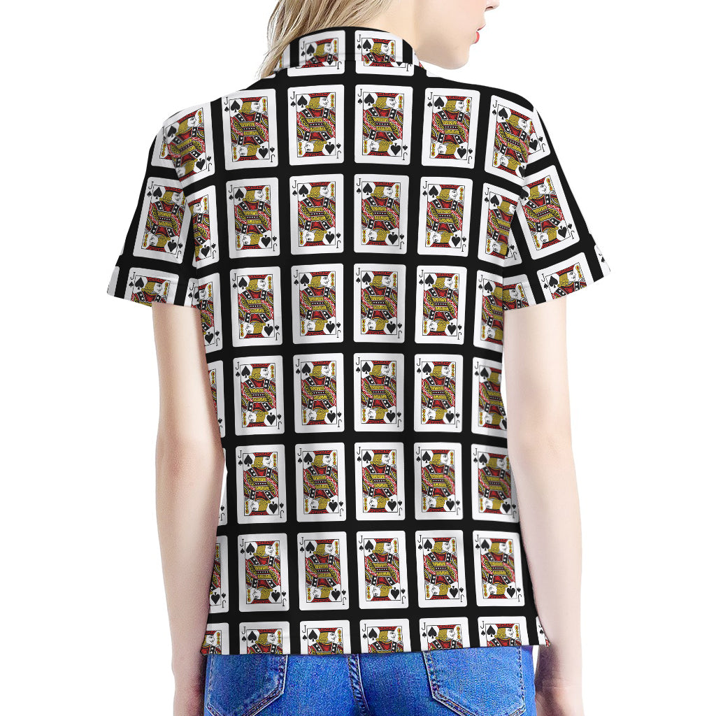 Jack Of Spades Pattern Print Women's Polo Shirt