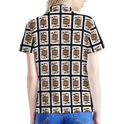 Jack Of Spades Pattern Print Women's Polo Shirt
