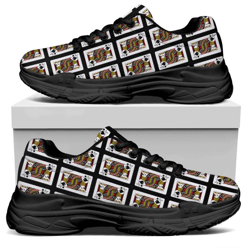 Jack Of Spades Playing Card Pattern Print Black Chunky Shoes