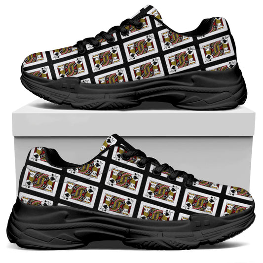 Jack Of Spades Playing Card Pattern Print Black Chunky Shoes