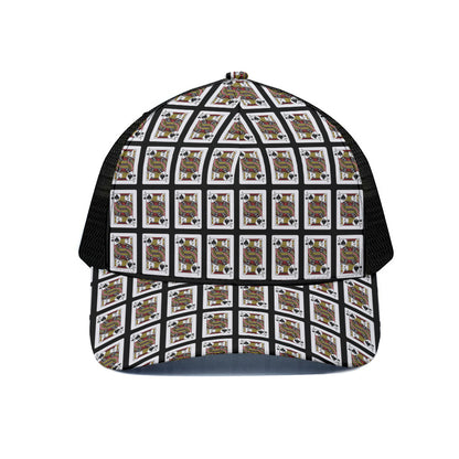 Jack Of Spades Playing Card Pattern Print Black Mesh Trucker Cap