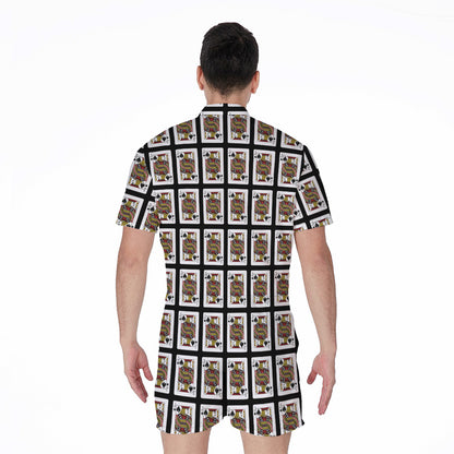Jack Of Spades Playing Card Pattern Print Men's Rompers