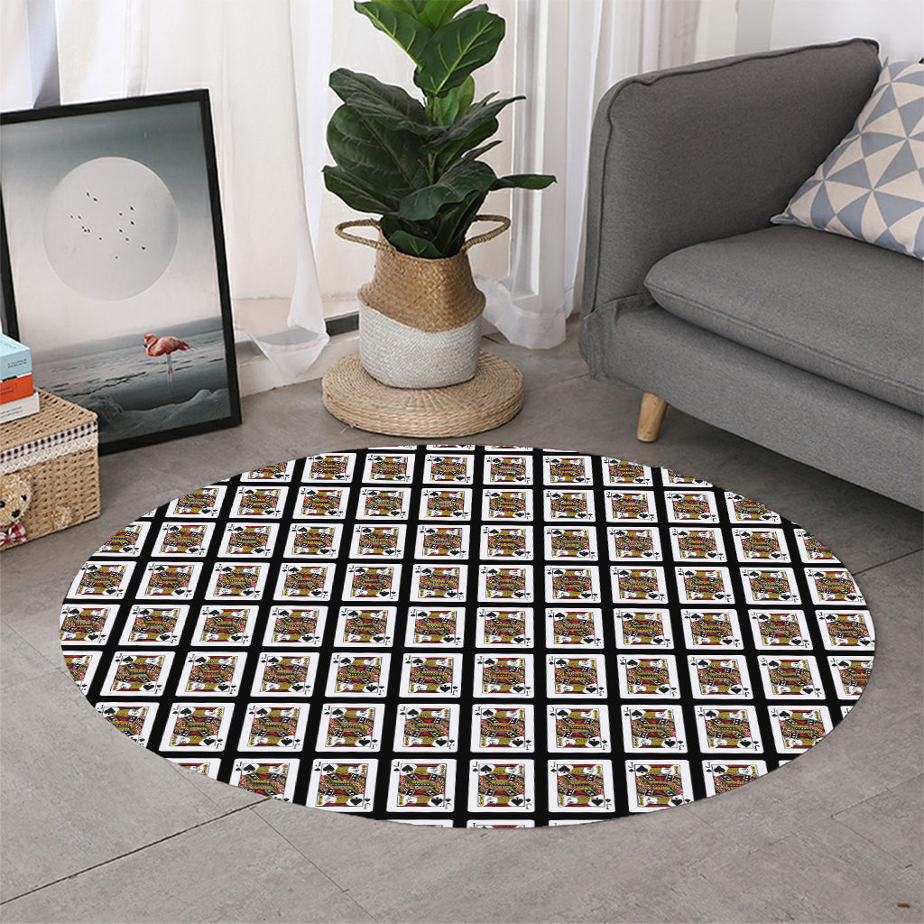 Jack Of Spades Playing Card Pattern Print Round Rug