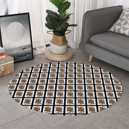 Jack Of Spades Playing Card Pattern Print Round Rug