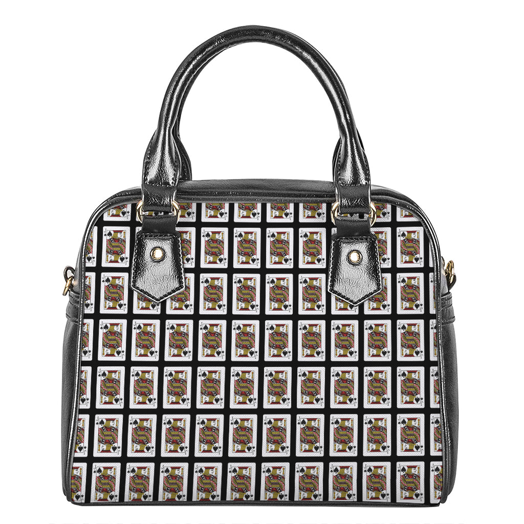 Jack Of Spades Playing Card Pattern Print Shoulder Handbag
