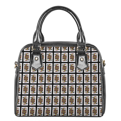 Jack Of Spades Playing Card Pattern Print Shoulder Handbag