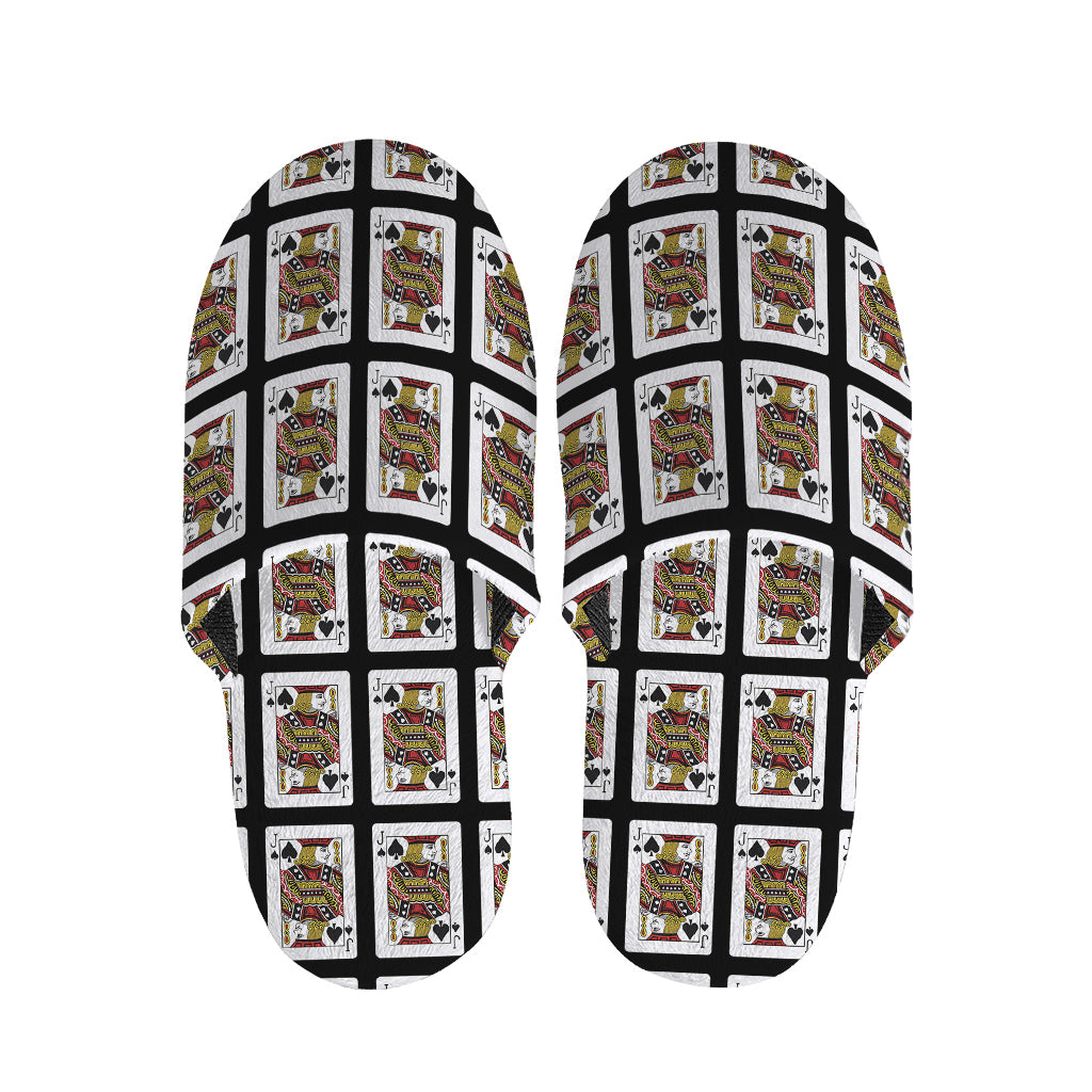 Jack Of Spades Playing Card Pattern Print Slippers