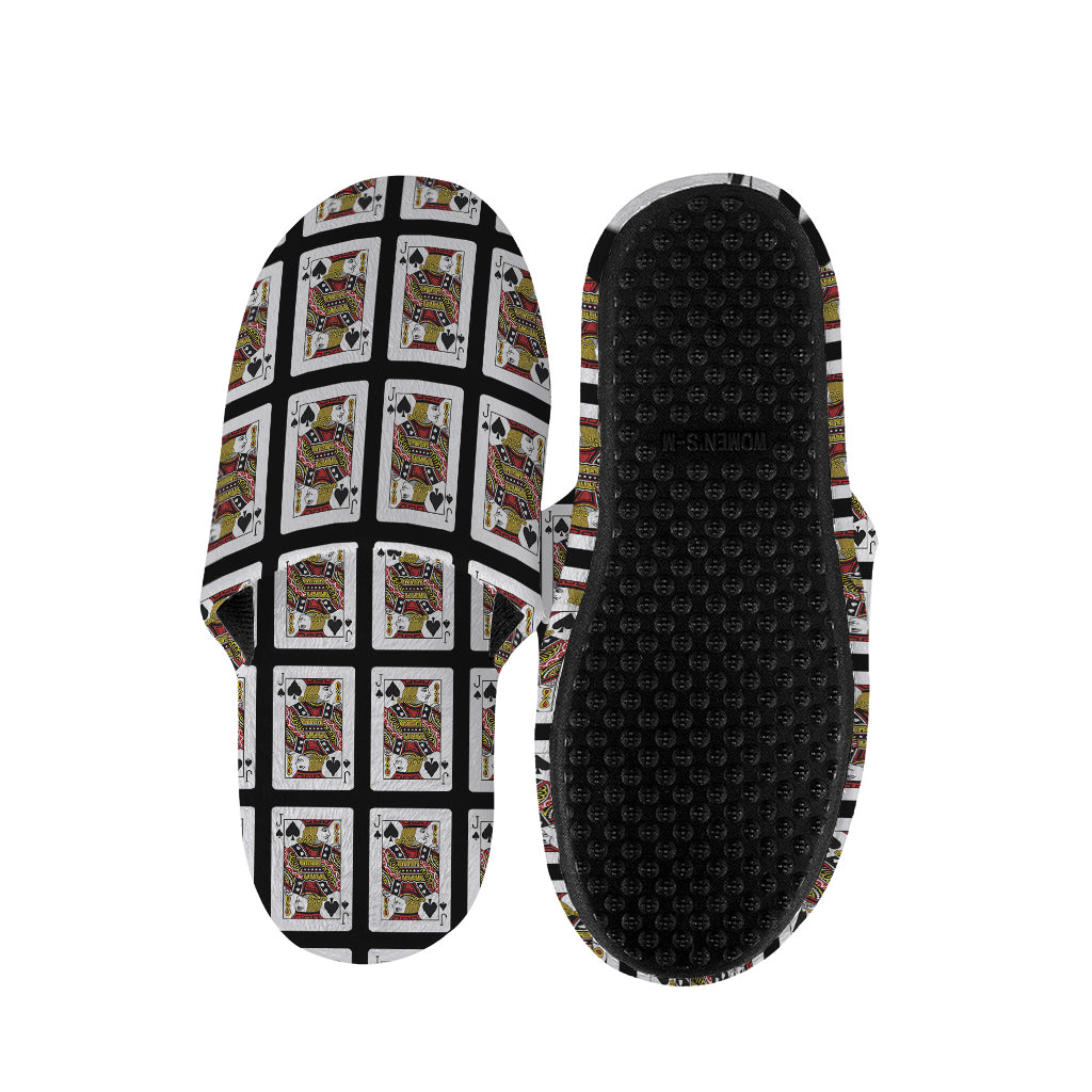 Jack Of Spades Playing Card Pattern Print Slippers