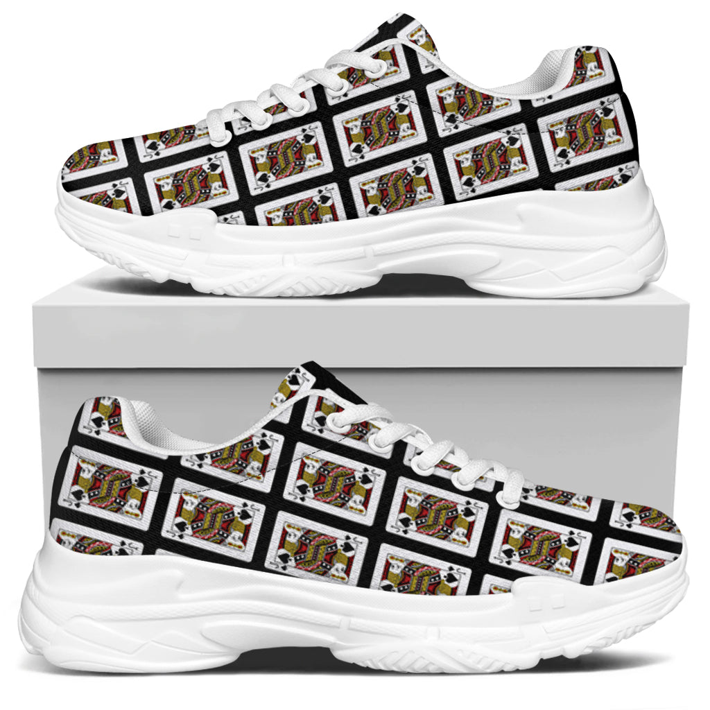 Jack Of Spades Playing Card Pattern Print White Chunky Shoes