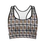 Jack Of Spades Playing Card Pattern Print Women's Sports Bra