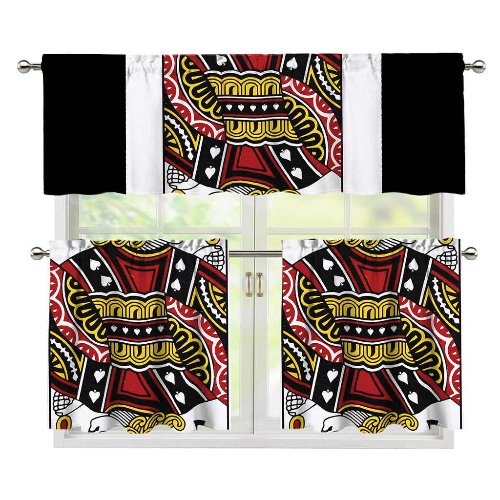 Jack Of Spades Playing Card Print 3 Piece Kitchen Curtains
