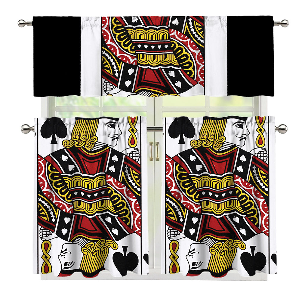 Jack Of Spades Playing Card Print 3 Piece Kitchen Curtains