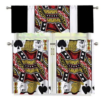 Jack Of Spades Playing Card Print 3 Piece Kitchen Curtains