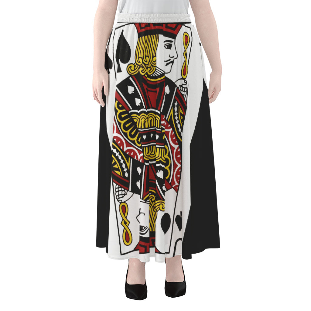 Jack Of Spades Playing Card Print Chiffon Maxi Skirt