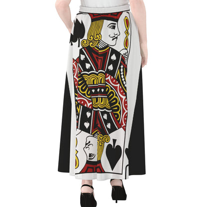 Jack Of Spades Playing Card Print Chiffon Maxi Skirt