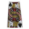 Jack Of Spades Playing Card Print Cotton Front Slit Maxi Skirt