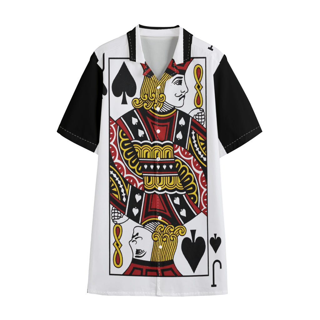 Jack Of Spades Playing Card Print Cotton Hawaiian Shirt