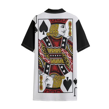 Jack Of Spades Playing Card Print Cotton Hawaiian Shirt