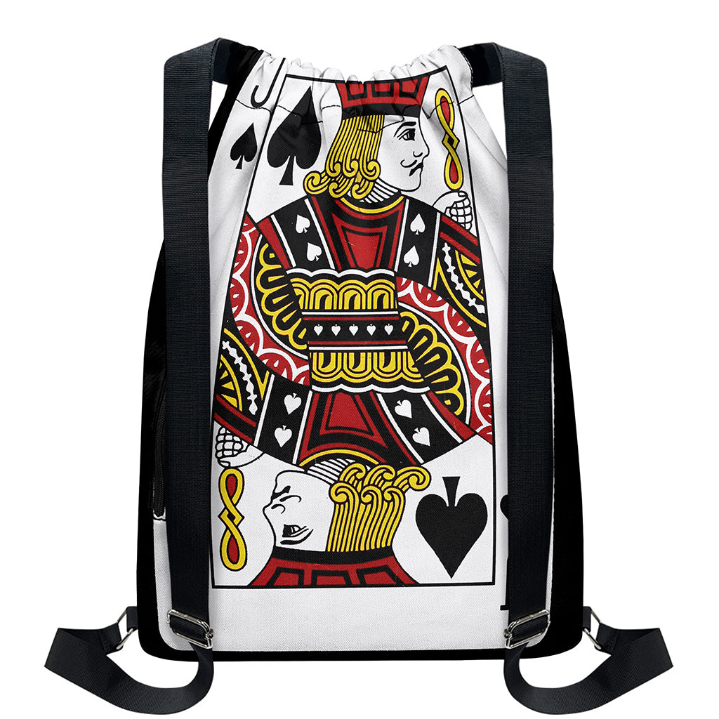 Jack Of Spades Playing Card Print Drawstring Backpack