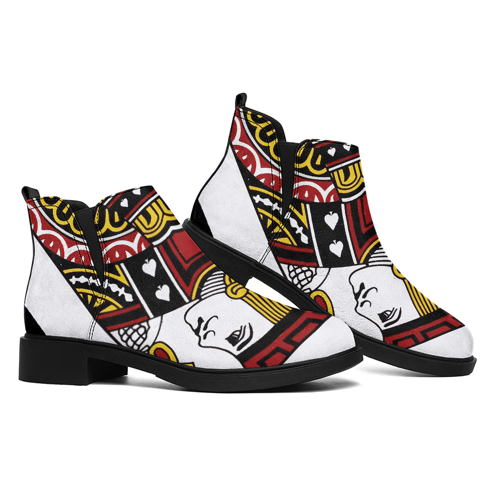 Jack Of Spades Playing Card Print Flat Ankle Boots