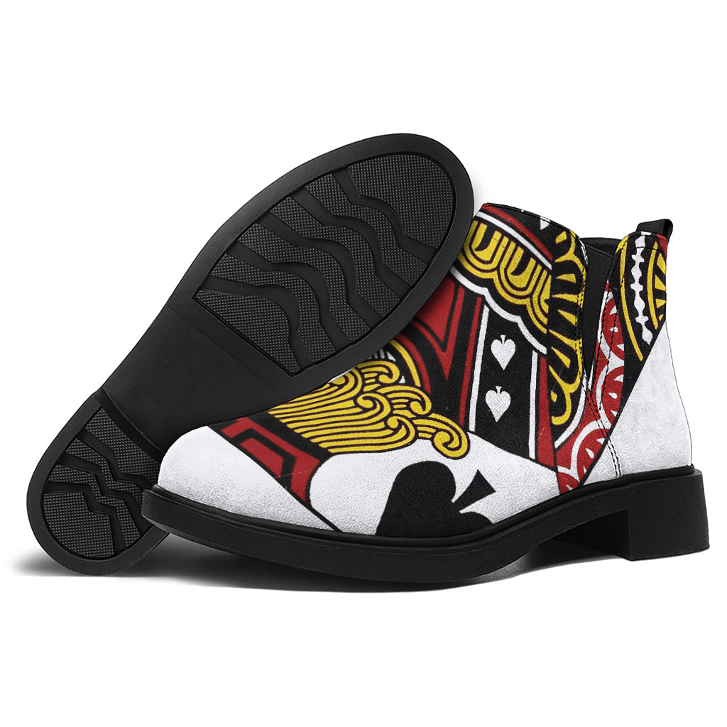 Jack Of Spades Playing Card Print Flat Ankle Boots