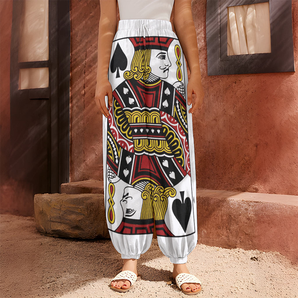 Jack Of Spades Playing Card Print Harem Pants