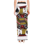 Jack Of Spades Playing Card Print High Slit Maxi Skirt