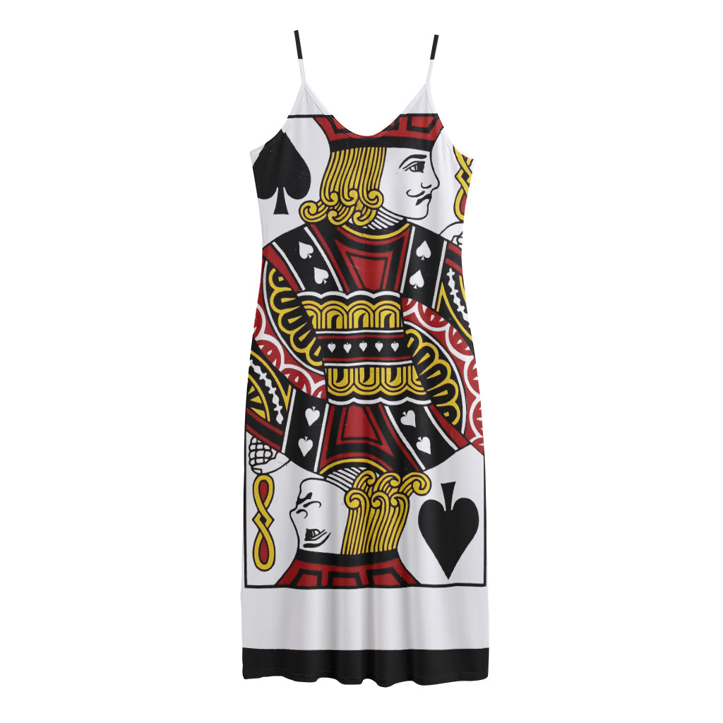 Jack Of Spades Playing Card Print Jersey Midi Cami Dress