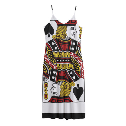Jack Of Spades Playing Card Print Jersey Midi Cami Dress