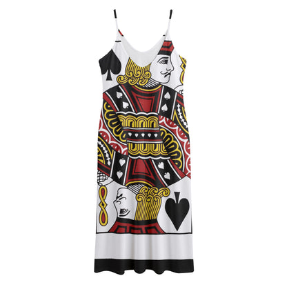 Jack Of Spades Playing Card Print Jersey Midi Cami Dress