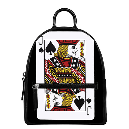 Jack Of Spades Playing Card Print Leather Backpack