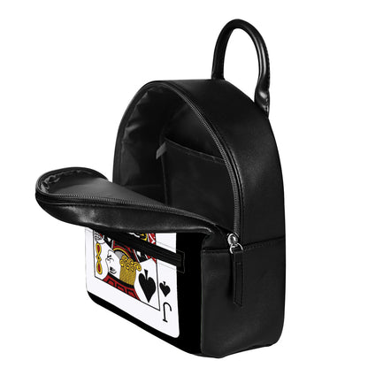 Jack Of Spades Playing Card Print Leather Backpack