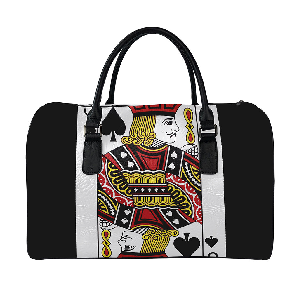 Jack Of Spades Playing Card Print Leather Duffle Bag